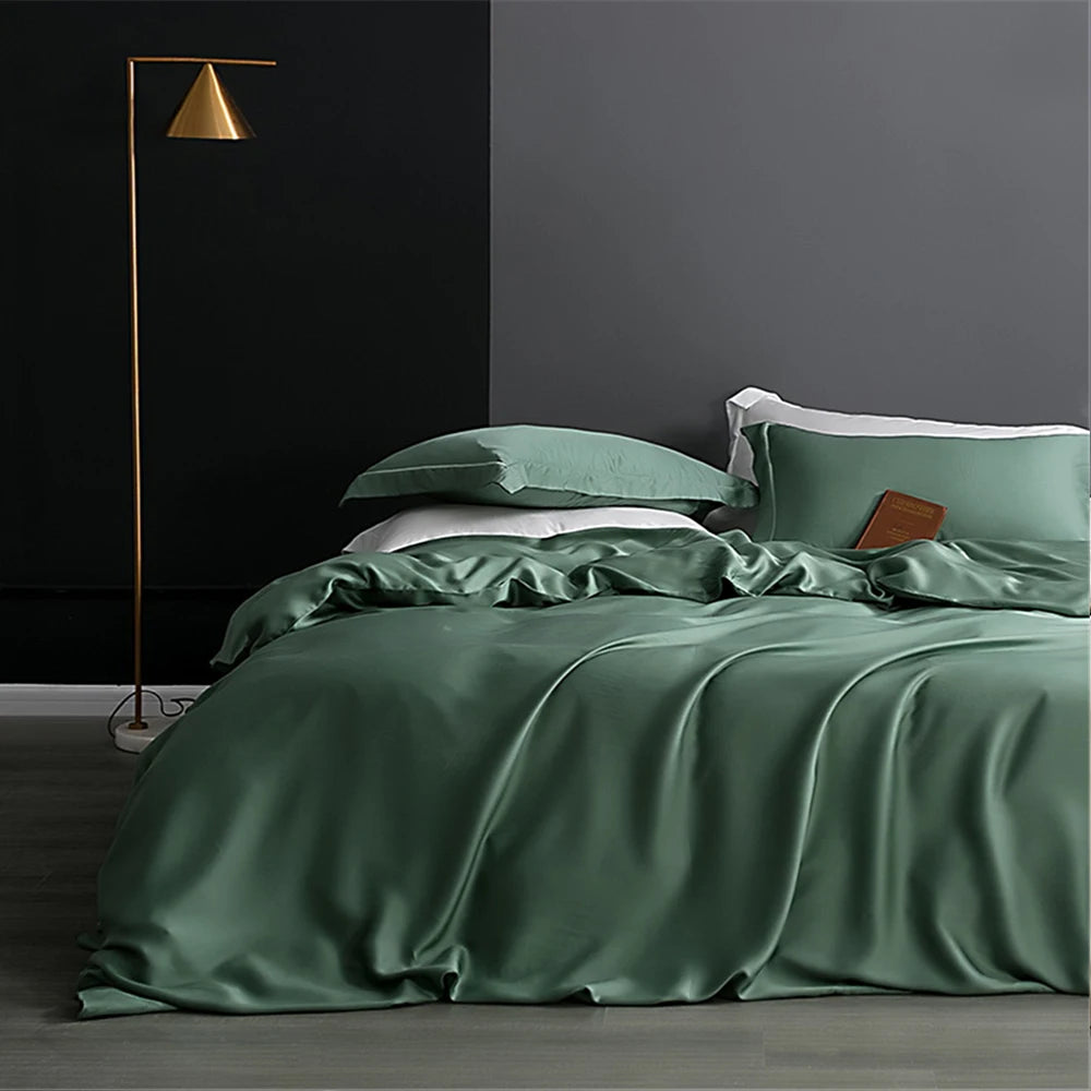 Sondeson Champagne Gold 100% Silk Bedding Set Healthy Skin Beauty Queen King Duvet Cover Set Flat Sheet Pillowcase Bed Linen Set
