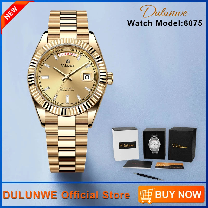 Dulunwe Datejusts Mechanical  Movement Watches For Men Automatic Mechanical Watches Calendar Waterproof Men Watch