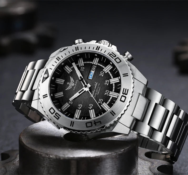 YELANG New Design Human Kinetic Energy Watches Waterproof 100m H3 Gas Self luminescent Nightlight 10Bar Diving Grade V1035