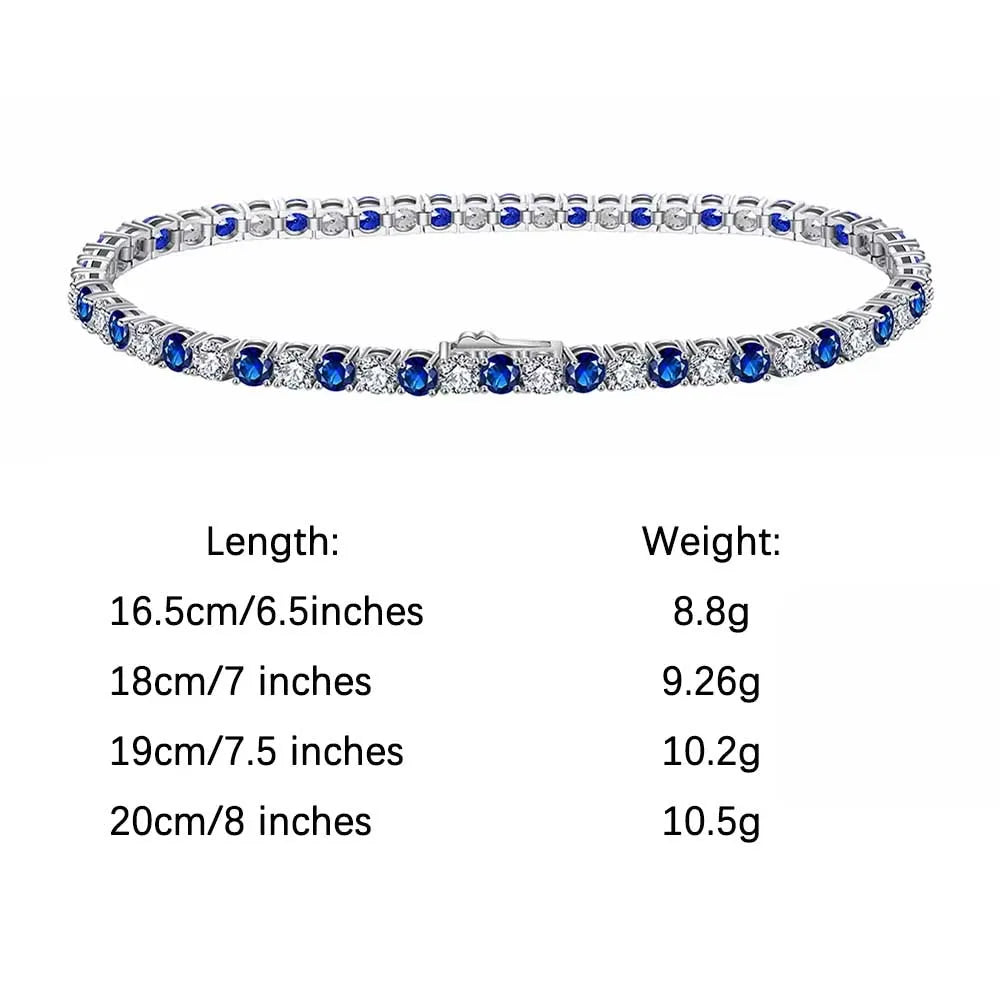 ORSA JEWELS Exquisite 3mm Sapphire Blue Sparkling Tennis Bracelet S925 Sterling Silver Cubic Zirconia Fashion CZ Bracelet SB137