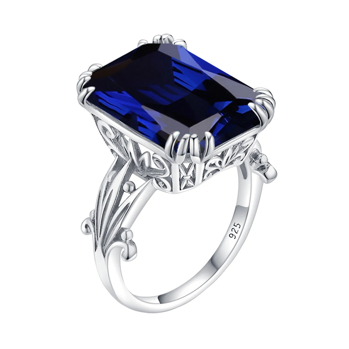 Unique 100% 925 Sterling Silver Aquamarine Ring For Women Vintage Filigree Persian Design Ring Anniversary Fine Jewelry Gifts