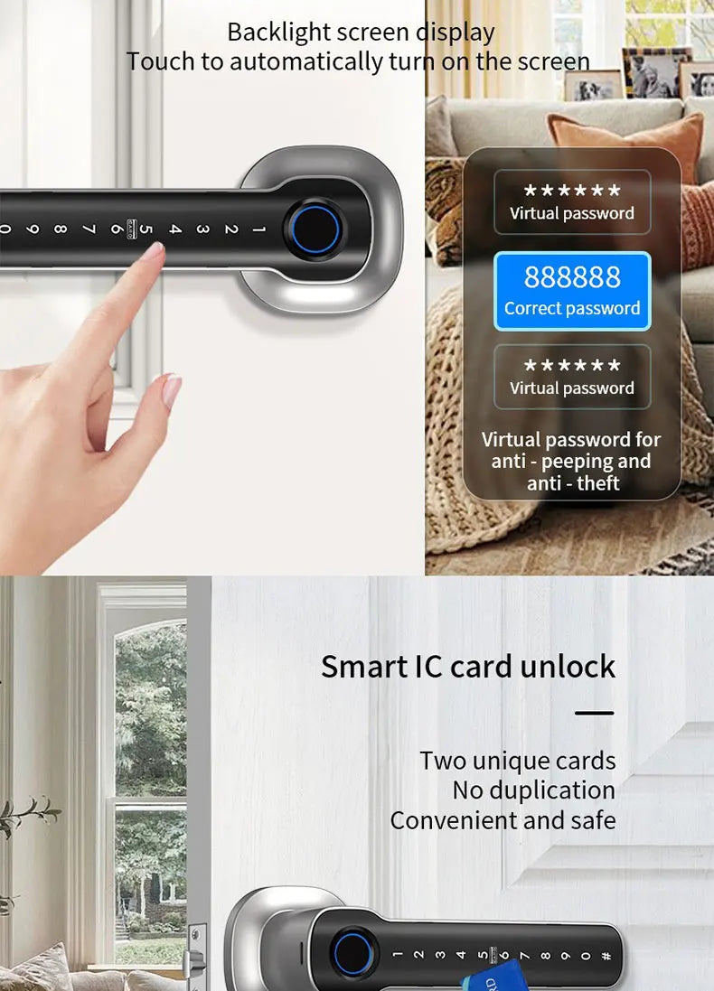 Smart Lock, Suitable for Use in Bedrooms, Garages, Hotels, and Living Rooms, Etc. - A Smart Fingerprint Password Lock
