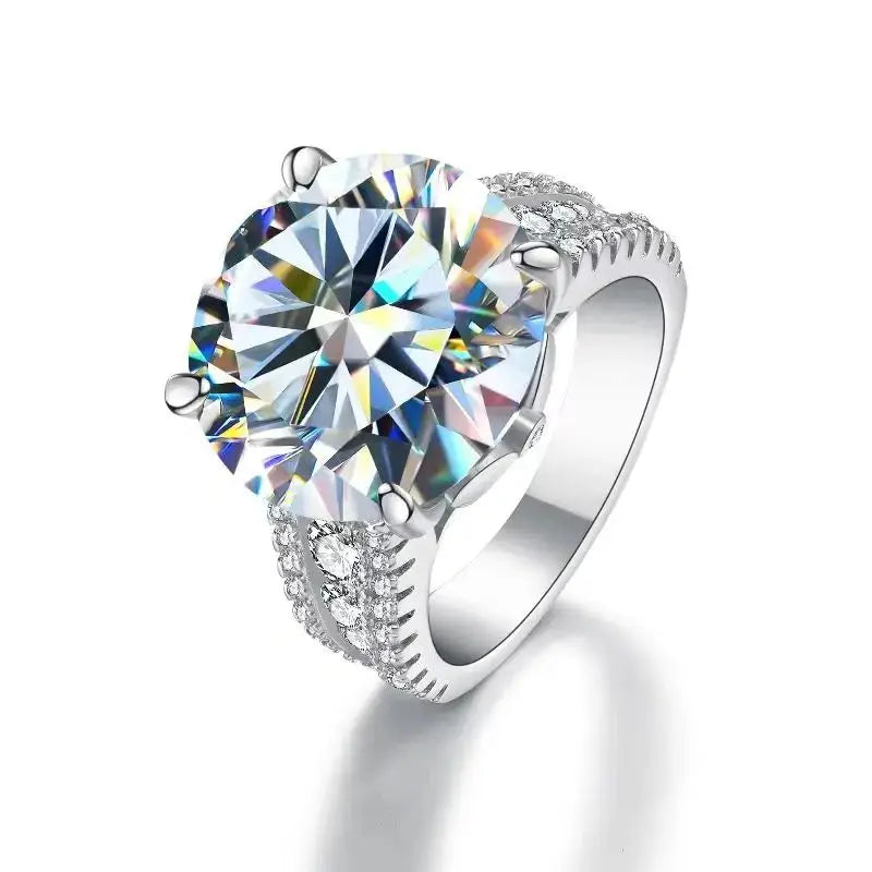 GRA Dazzling 10CT Real Moissanite Diamond Anniversary Rings For Women Original 925 Sterling Silver Best Quality Fine Jewelry