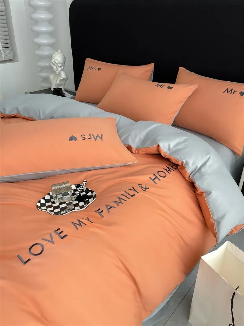 Luxury Nordic Egyptian Cotton Bedding Set King Queen Double Twin Size with Sheet Duvet Cover Pillowcase 1/2 People Bedroom Decor