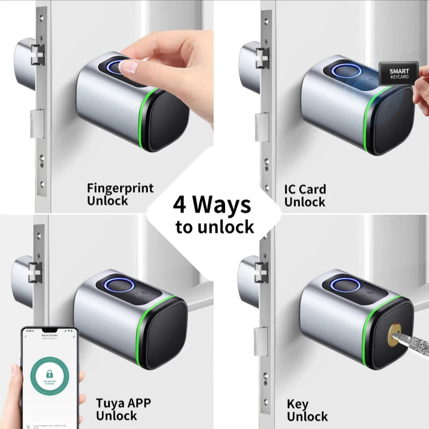 Zemismart BLE Smart Electronic DoorLock Work with Tuya DIY Cylinder Core Fingerprint APP Keys IC Card Unlock for Home Hotels