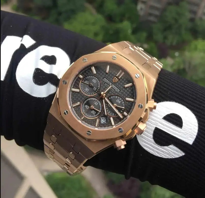 DIDUN Men Watches TOP Luxury Brand Chronograph Sports Clock Men Quartz Stainless Steel Watch Male Business Wristwatch Waterproof
