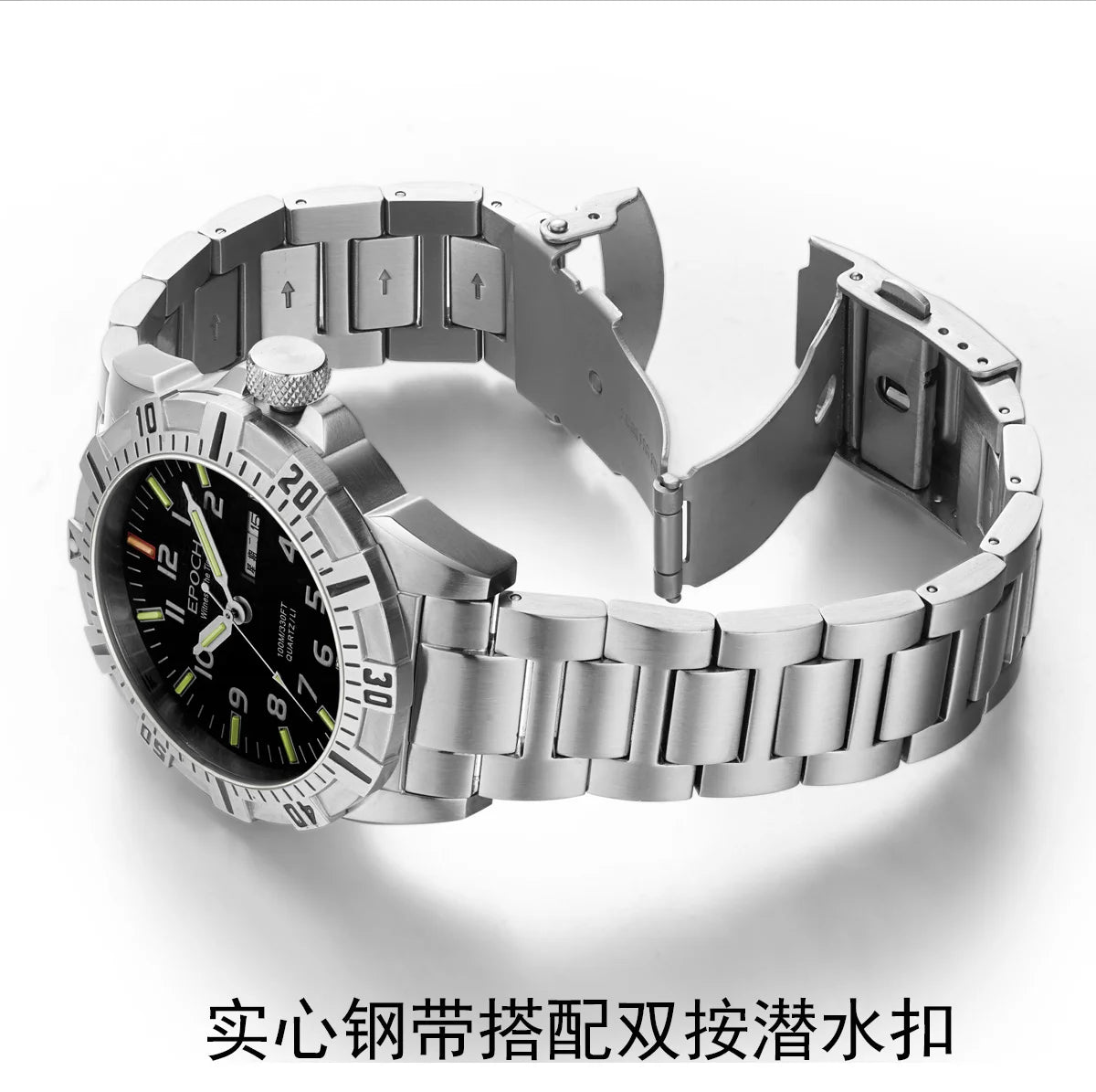 EPOCH Men Quartz Watch Luminous 10Years Lithium Battery Japan Movement Rotated Dial WR100M Sapphire Chinese English Day Military