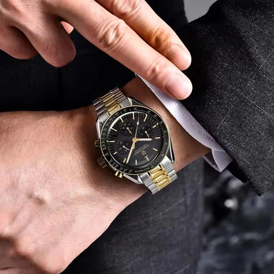 PAGANI DESIGN PD1701 Gold Luxury Men's Watches Quartz Wristwatches Chronograph VK63 Watch For Men AR Sapphire Mirror Clock Gifts