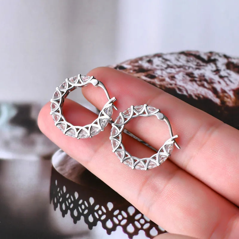 PureMax  4.0mm Full Moissanite Huggie Hoop Earrings for Women Trending Silver 925 Fine Jewelry  Moissanite Diamond Earrings