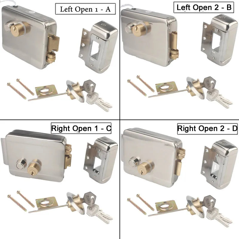 Electric Door Lock Anti-theft Double-headed Integrated Electronic Lock For 12V DC Access Control System Video Door Phone System