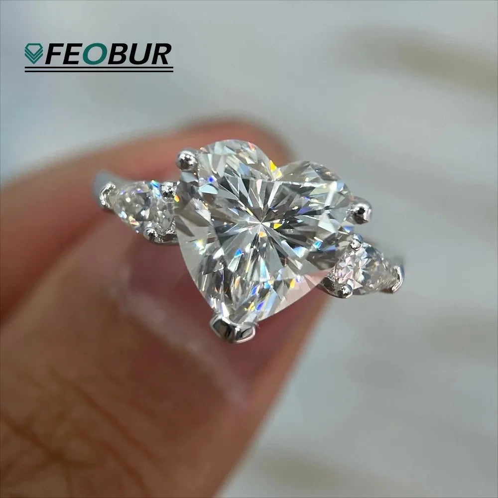 1-4Carat Heart Shape Moissanite Ring for Women Certified S925 Sterling Silver Heart Diamond Engagement Wedding Band Jewelry Gift