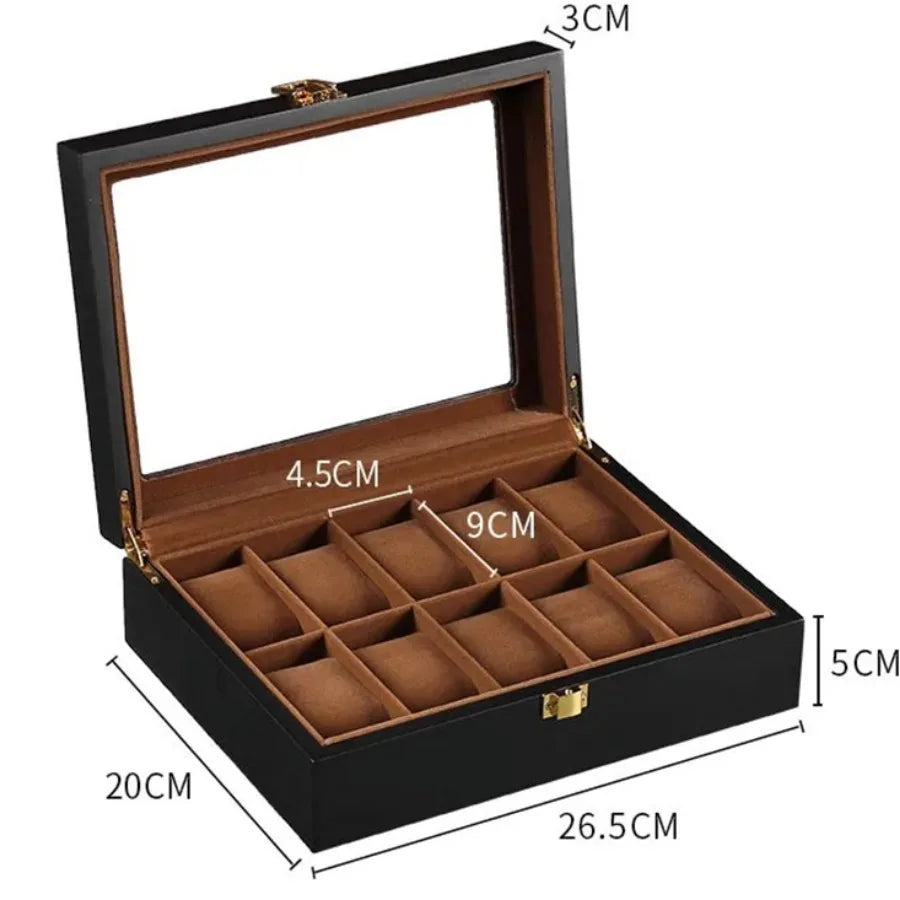 Wooden Watch Box 1/2/3/5/6/10/12 Slot Watch Gift Box Watch Storage Travel Case Organizer Men Jewellery Box Piano-bake-paint