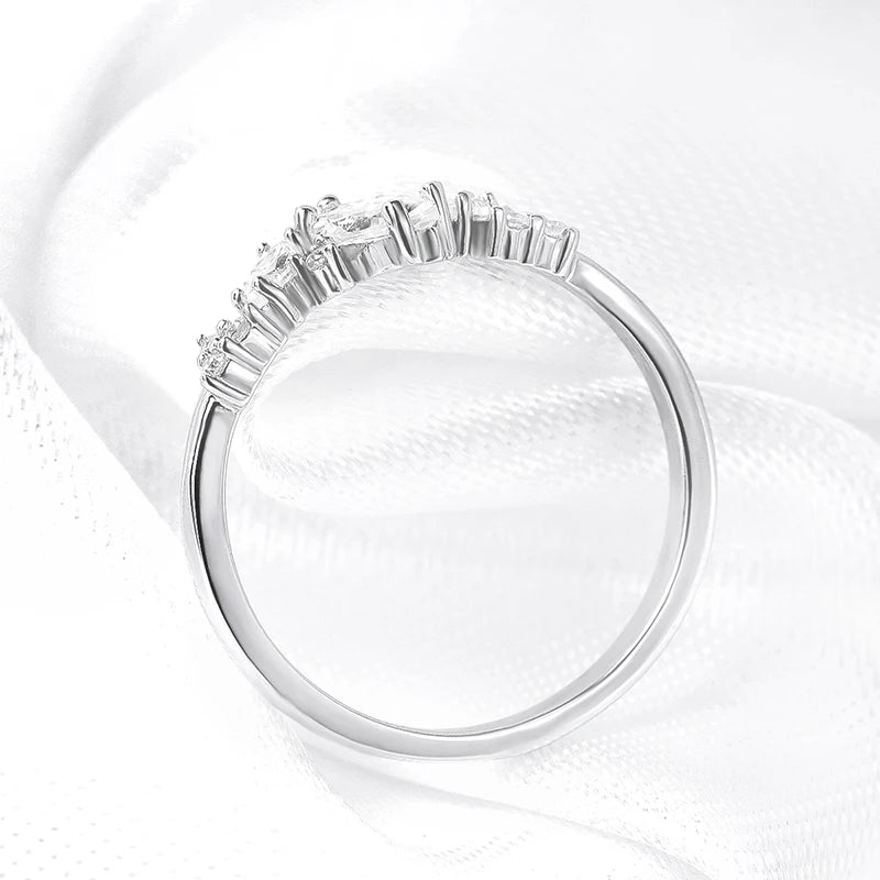 Smyoue 0.58cttw Marquise Cut Weeding Moissanite Rings for Women Double Halo High Quality 925 Sterling Silver Half Eternity Band