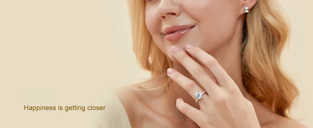 Oval Cut Full Moissanite Engagement Ring for Women  S925 Silver1/2/3/4Carat Hidden Halo Diamond Wedding Rings with Certificates