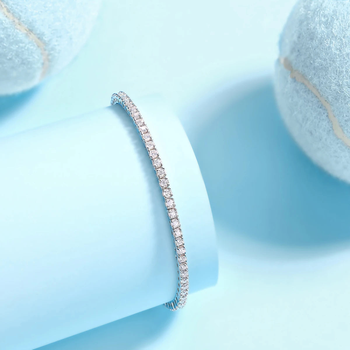 JIUZUAN S925 Sterling Silver Moissanite Tennis Bracelet for Women Simple Row Design Elegant Sparkling Jewelry for Daily Wear