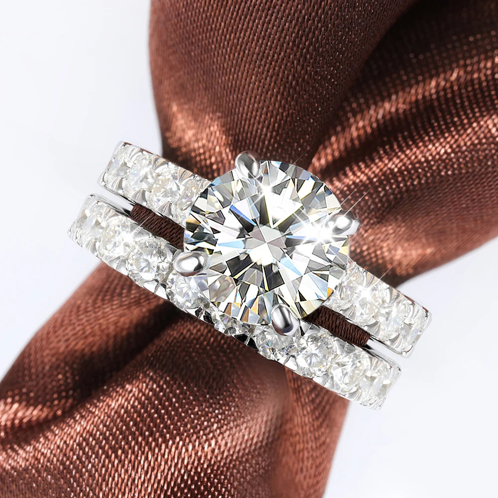 Serenity 6.8cttw D Color Moissanite Rings Set for Women Man Wedding Bridal Gift 100% S925 Sterling Silver Row Rings Fine Jewelry