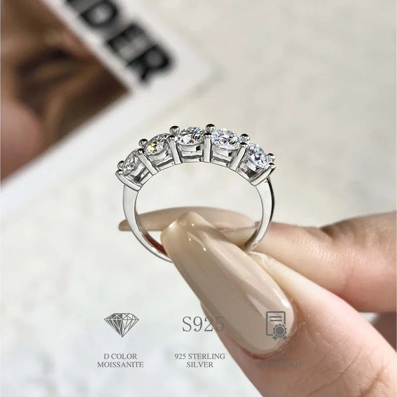 JoyceJelly 4mm D Color VVS Moissanite Ring For Women Total 1.5CT S925 Sterling Silver Jewelry Pass Diamond Tester Wedding Bands