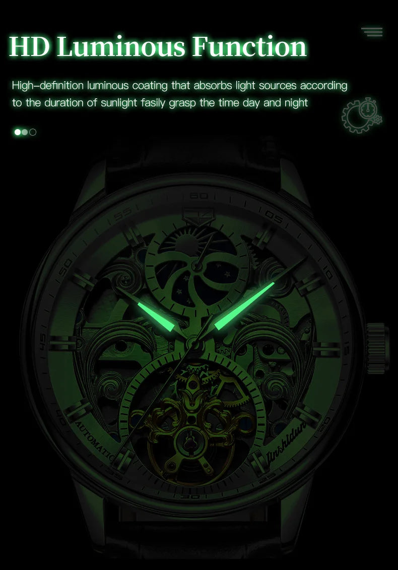 Montre-bracelet JSDUN originale étanche, best-seller pour homme, multifonctionnelle, luxueuse, élégante, à mécanisme automatique.