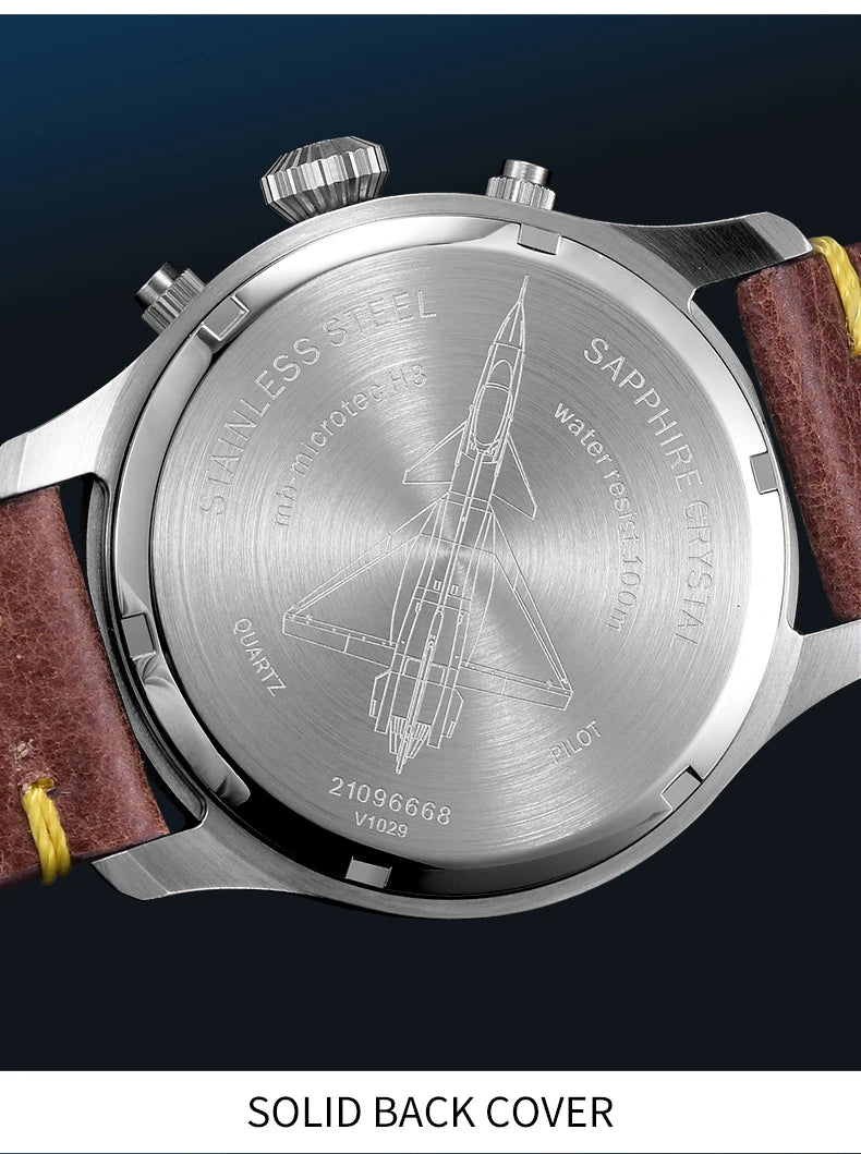 Yelang V1029S Men's Quartz Watch Japan OS00 Movement Business Luminous Stainless Steel 10Bar Waterproof Sports Watches