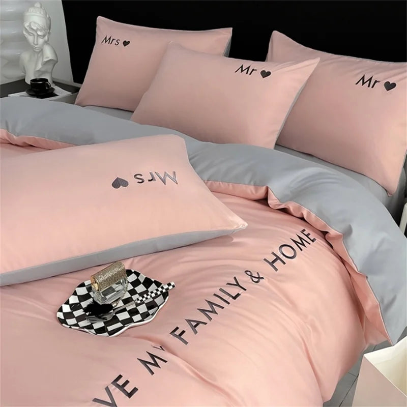 Luxury Nordic Egyptian Cotton Bedding Set King Queen Double Twin Size with Sheet Duvet Cover Pillowcase 1/2 People Bed Linen New
