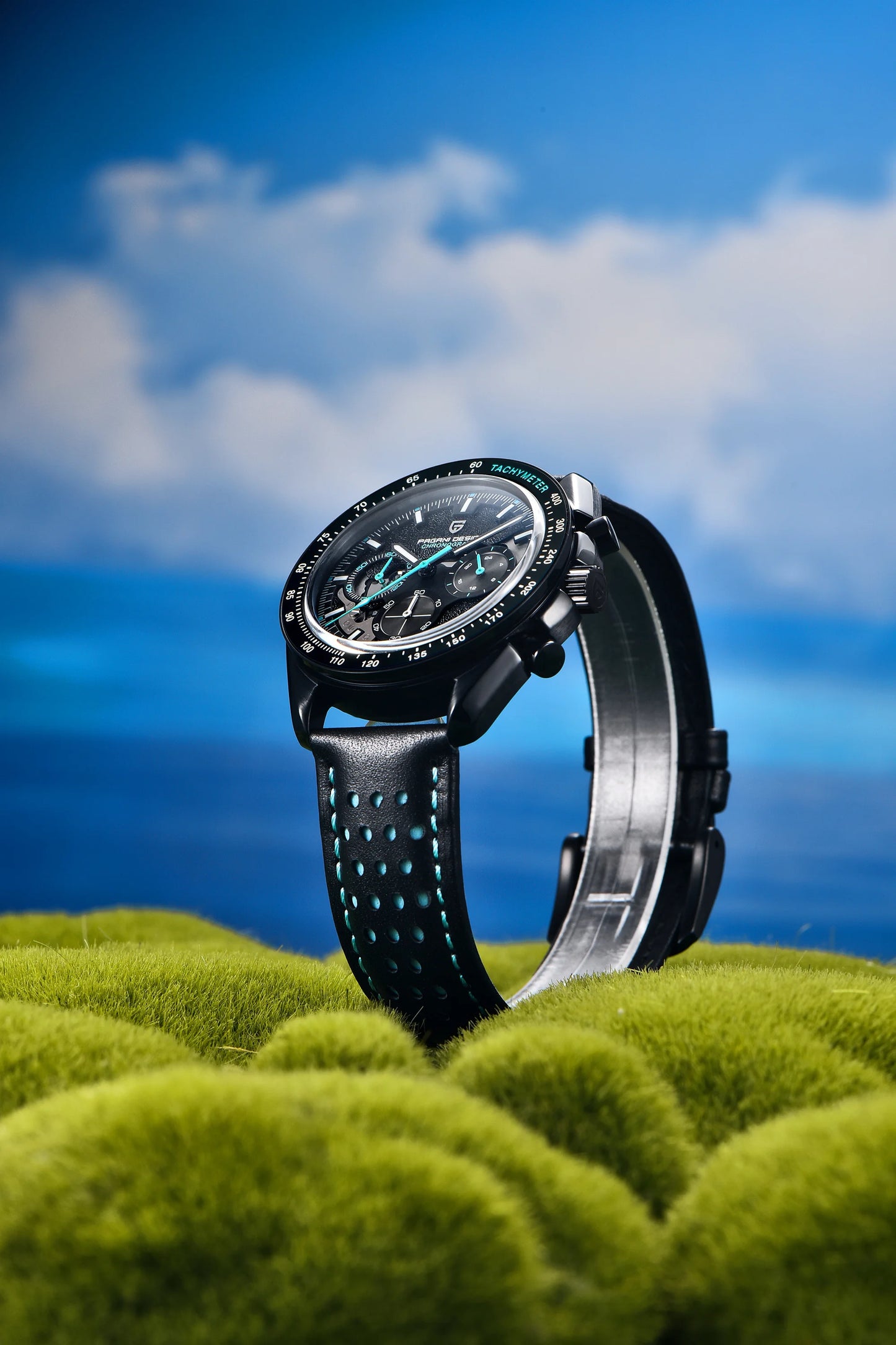 PAGANI DESIGN 2024 New Moon Dark Men's Watches Luxury Quartz Watch Men Skeleton Sport Chronograph AR Sapphire glass Wrist Watch