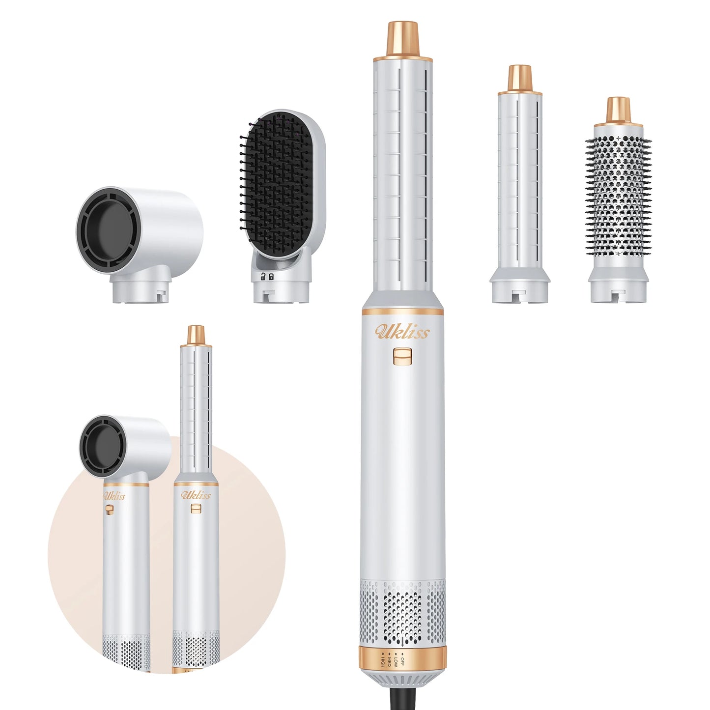5 in 1 Hair Dryer Hot Comb Set Professional Curling Iron Hair Straightener Styling Tool For Professional Hair Dryer Household