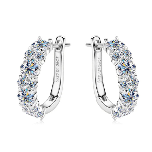 Women's Luxury Full Moisanite Diamond Hoop Earrings 4mm&2mm D Color VVS1 2.76cttw 100% 925 Sterling Silver Hoops Earrings