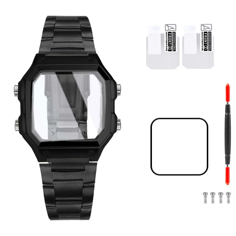 Casio AE1200 case mod kit modification all metal case 3299 AE-1200 bezel glass waterproof ring kit 304 stainless steel part