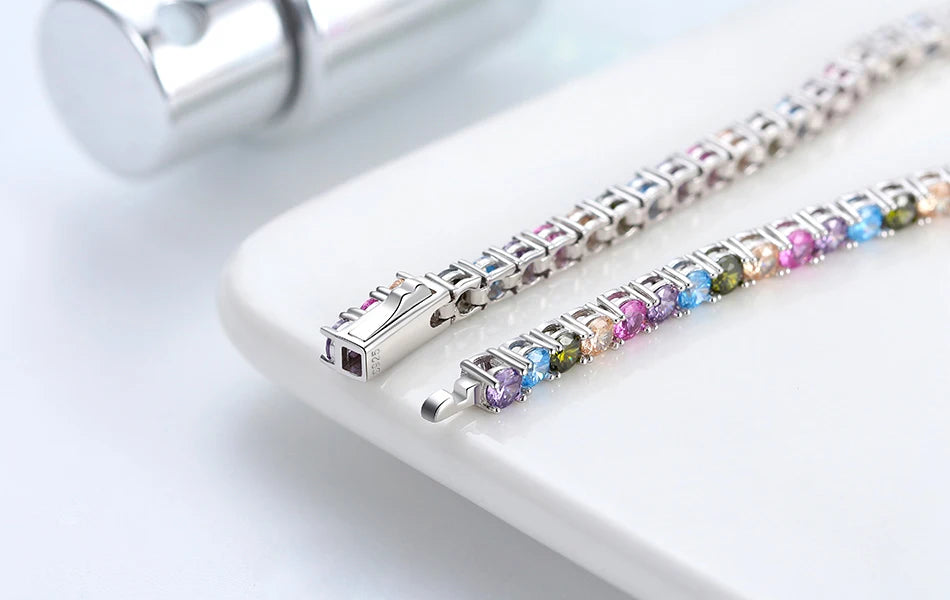 Rinntin Genuine 925 Sterling Silver Tennis Chain Bracelet Handmade High-end Luxury Hand Chain for Men Women Jewelry Gift SB128