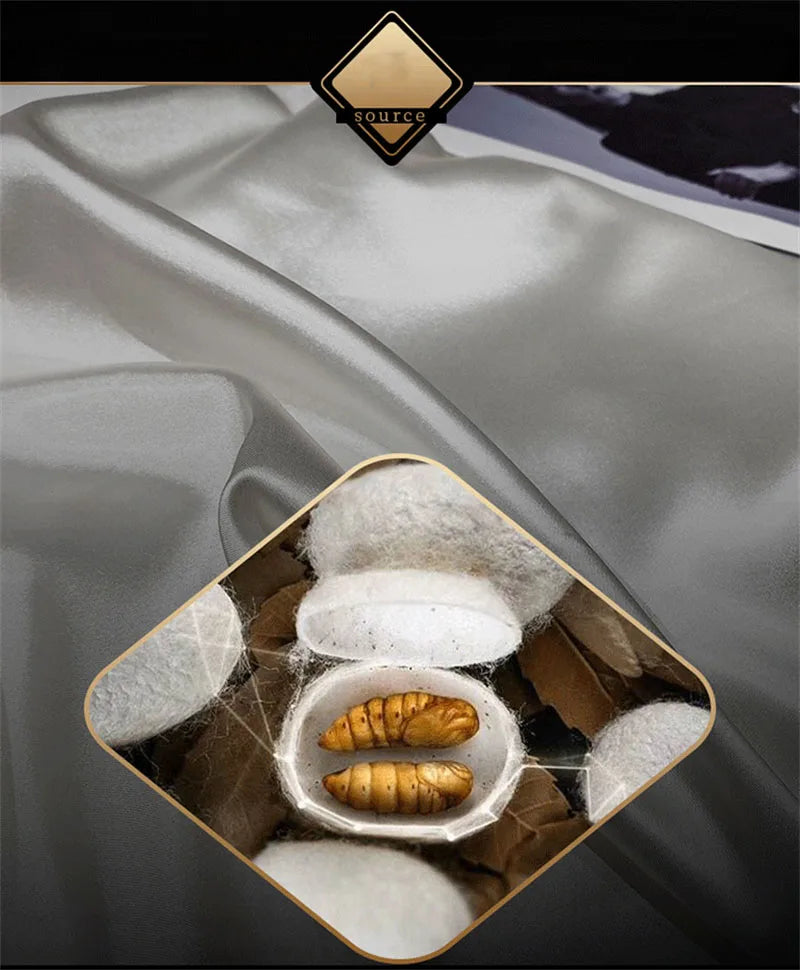 High End Mulberry Silk-Blending Fabric Duvet Cover Set Luxury King Size Bedding Set Silky Quilt Cover and Pillowcase No Sheet