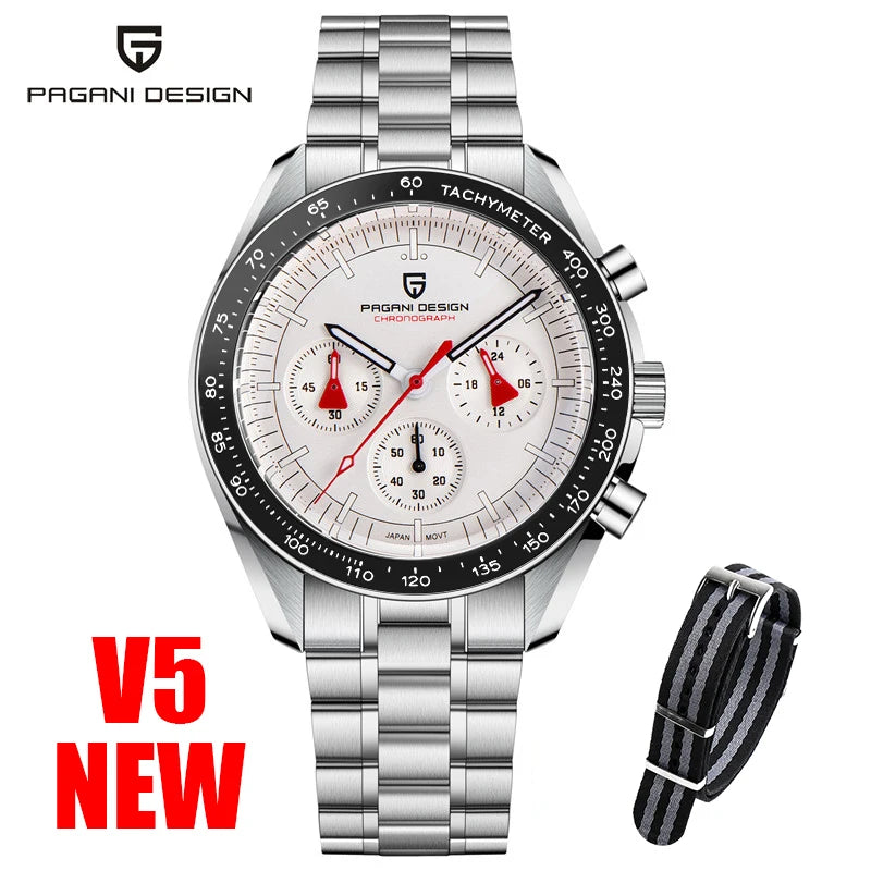 PAGANI DESIGN 2025 New Moon Men's Watches Luxury Quartz Watch Man Chronograph VK63 Men Gifts AR Sapphire Mirror Luminous Clock