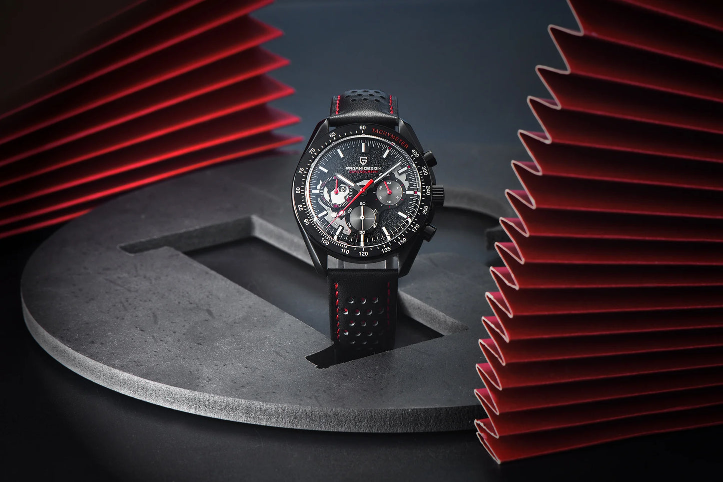 PAGANI DESIGN 2024 New Moon Dark Men's Watches Luxury Quartz Watch Men Skeleton Sport Chronograph AR Sapphire glass Wrist Watch