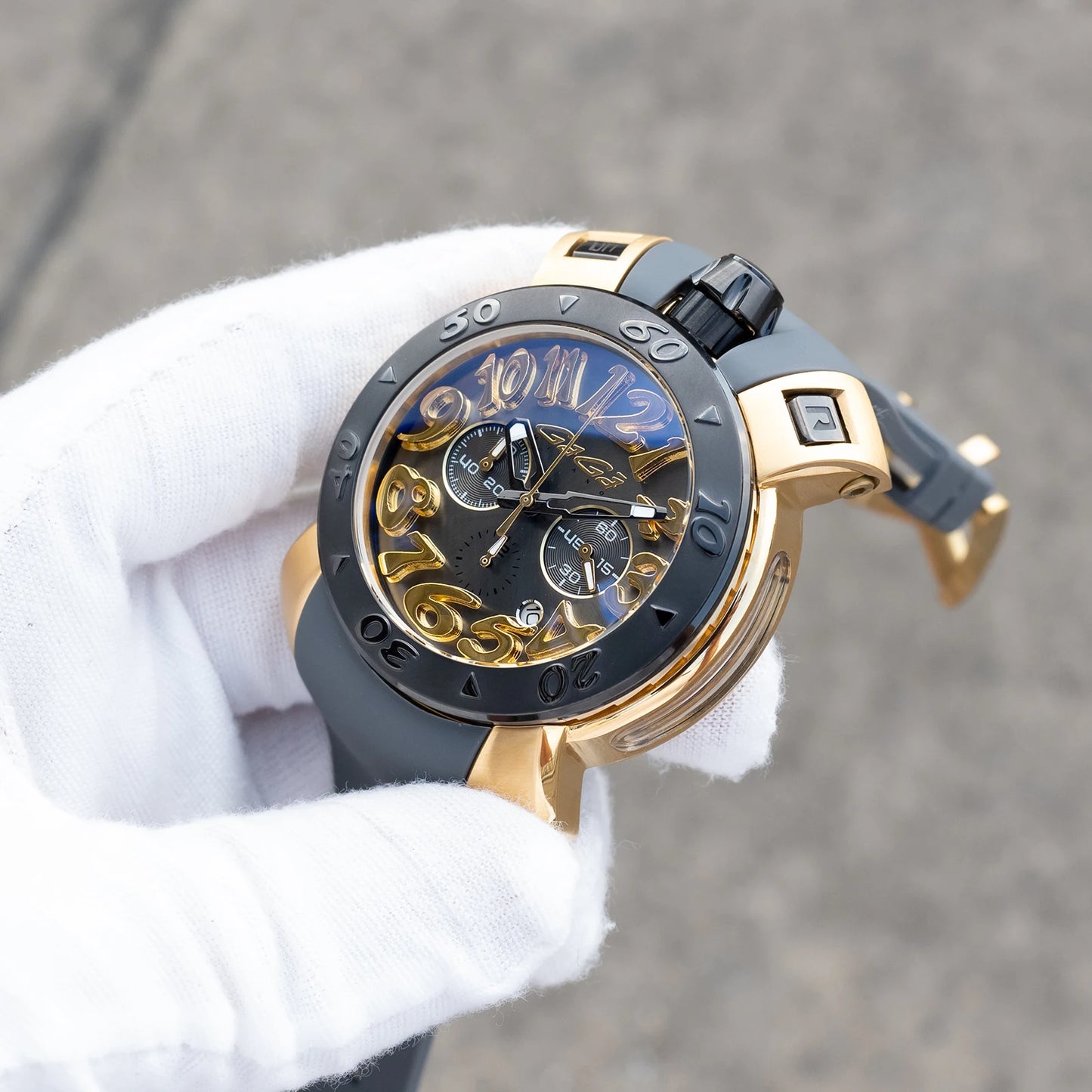 Gaga Men's Rose Gold Automatic Watch - Big Dial Waterproof Sport Clock with Comfortable Rubber Band And Big Numerals Design