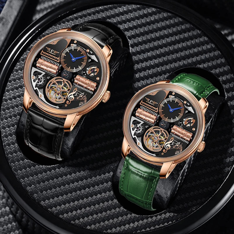 2025 NEW PINDU Design Music Series Machinery Watch Men Movement stainless steel Sapphire Glass Top Luxury Automatic Watch Hollow