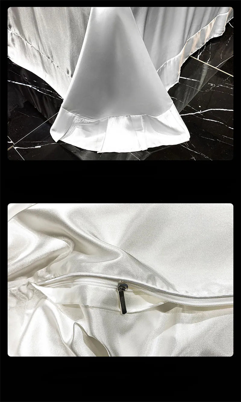 blending Mulberry Silk Bedding Set Silky High-end Queen Size Duvet Cover Set with Fitted Sheet Luxury Bedding Sets King Bed Sets