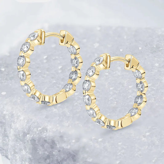 Anziw 2.2cttw. 3mm D Moissanite Hoop Earrings for Women Real 925 Silver Sparking Round Cut Lab Diamond Earrings 2025 New Jewelry