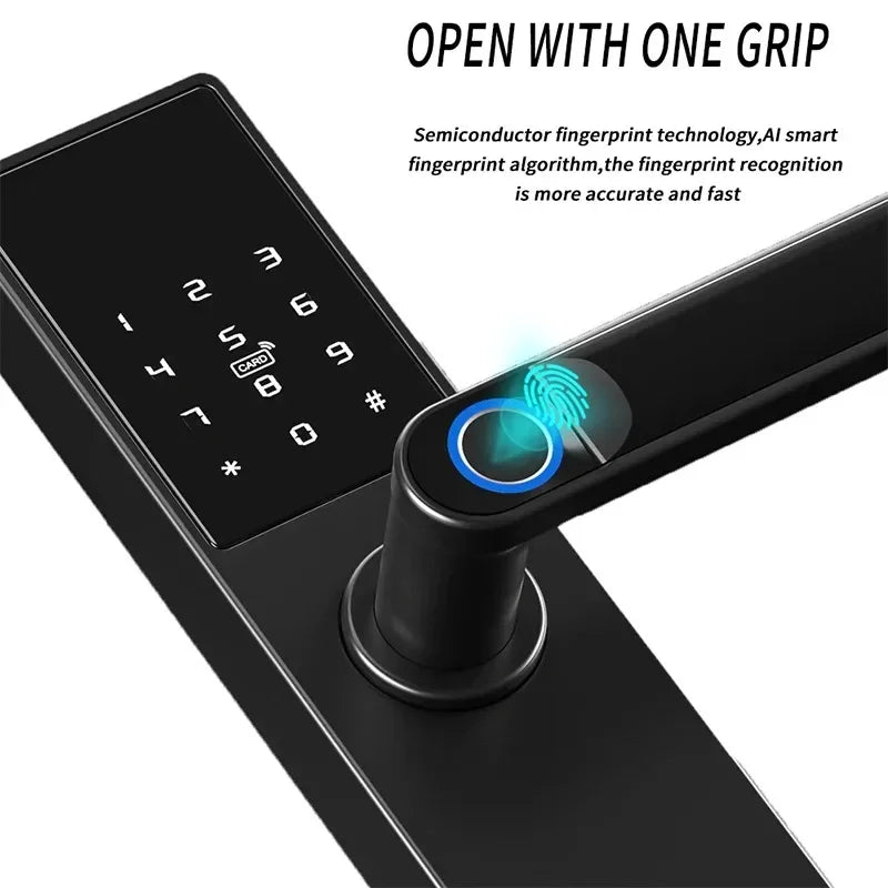 Tuya Smart Life APP Remote Control Lock, Smart Door Fingerprint Password Lock, Keyless Entry, Security Handle Fingerprint Hang