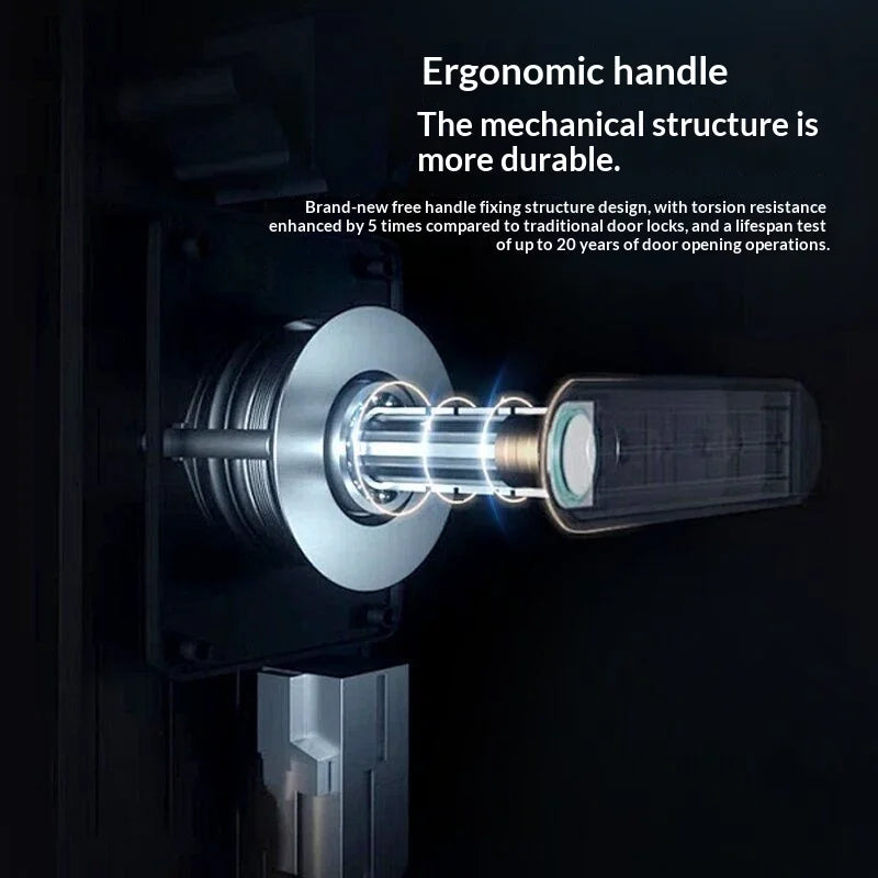 Smart Door Lock No Fingerprint - Password, IC Card & Key Entry. Anti-Theft with High-Decibel Alarm, Anti-EMP (Black Box) Protect