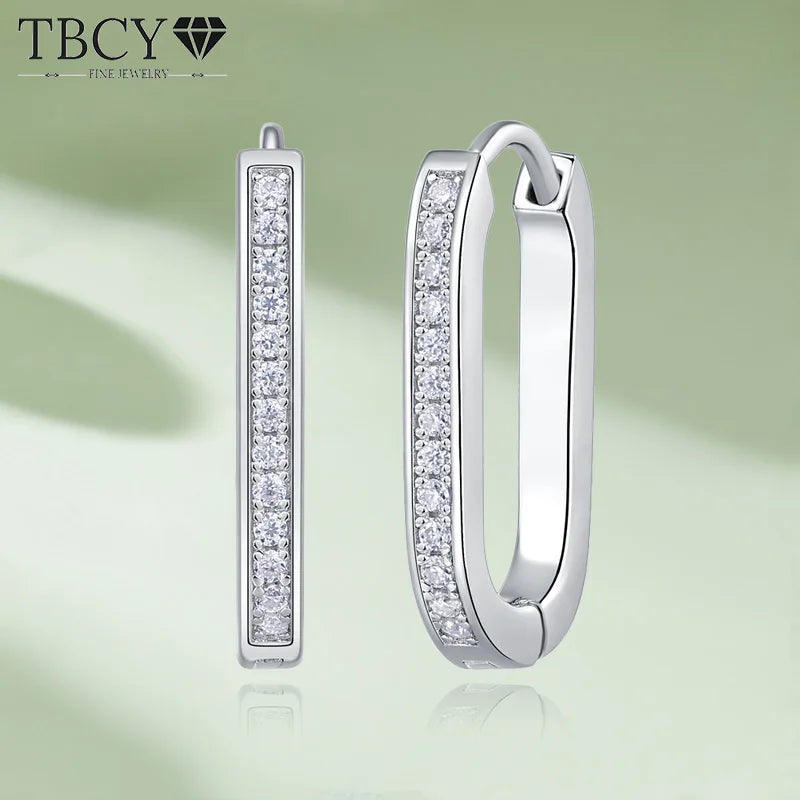 TBCYD 1MM D Color Full Moissanite Loop Hoop Earrings For Women S925 Silver 18k White Gold Plated Sparkling Ear Clip Jewelry Gift