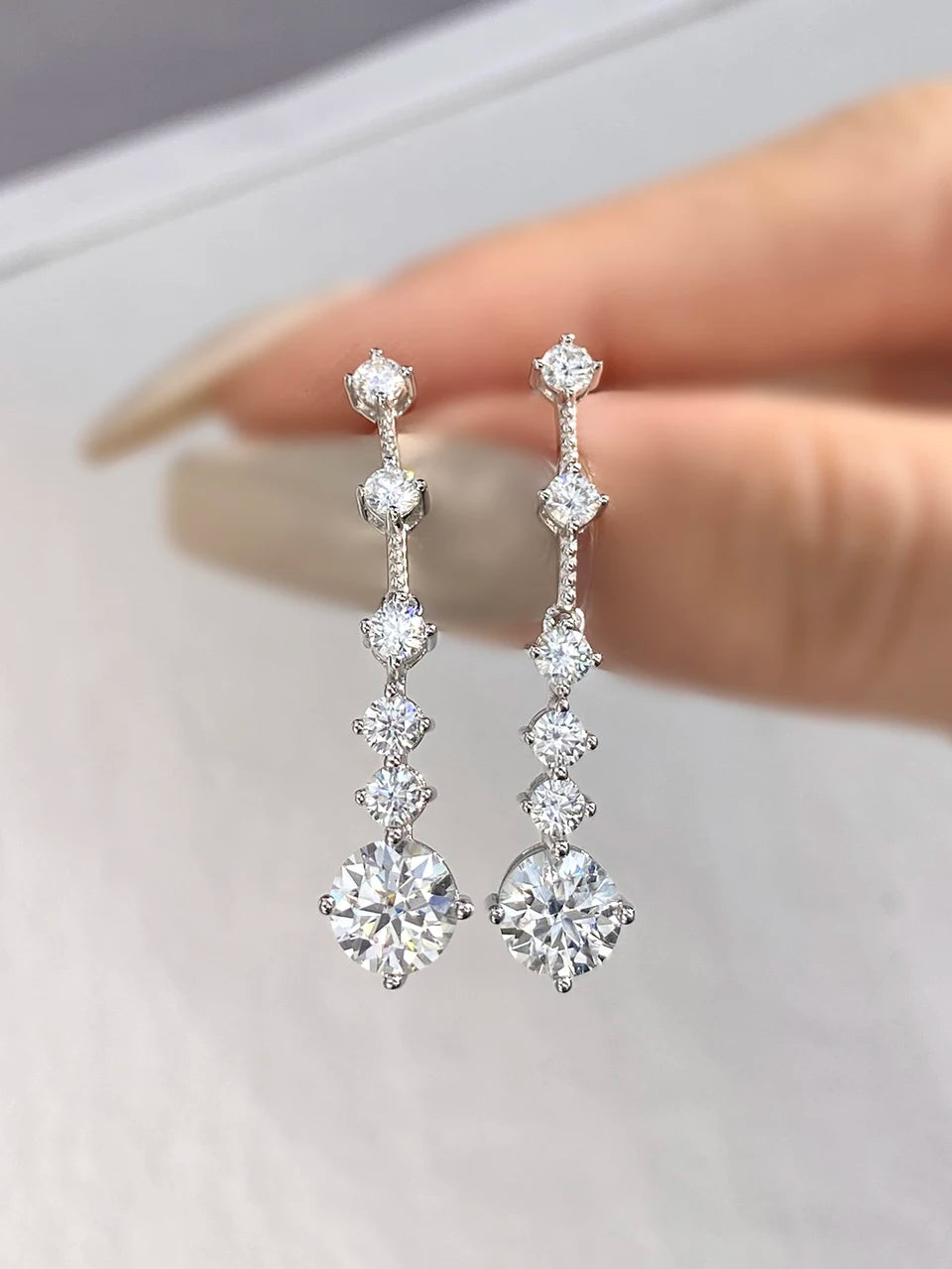 DiamondWorld Shiny 1CT Moissanite Diamond Long Tassel Drop Earrings for Women 925 Sterling Silver High Quality Wedding Jewelry