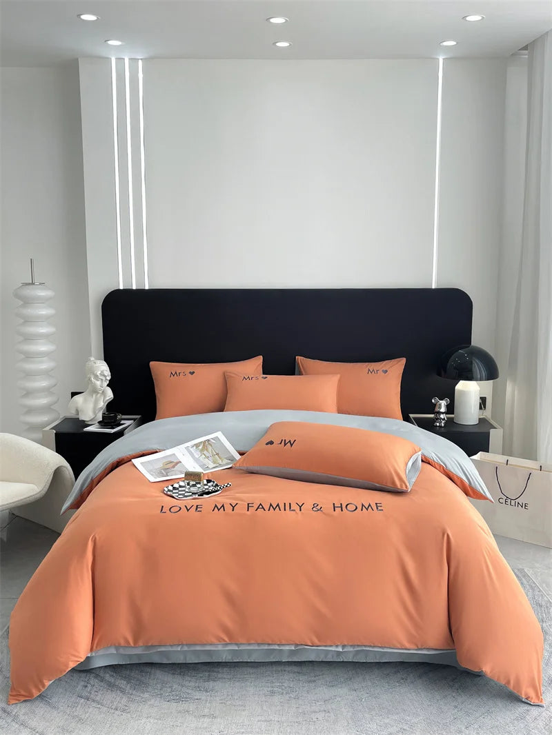 Luxury Nordic Egyptian Cotton Bedding Set King Queen Double Twin Size with Sheet Duvet Cover Pillowcase 1/2 People Bed Linen New
