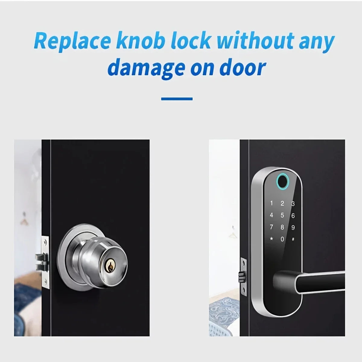 New Smart Fingerprint Door Lock with Keypad, Biometric Electronic Door Lock, Fingerprint/Password/Key Unlock for Home/Office