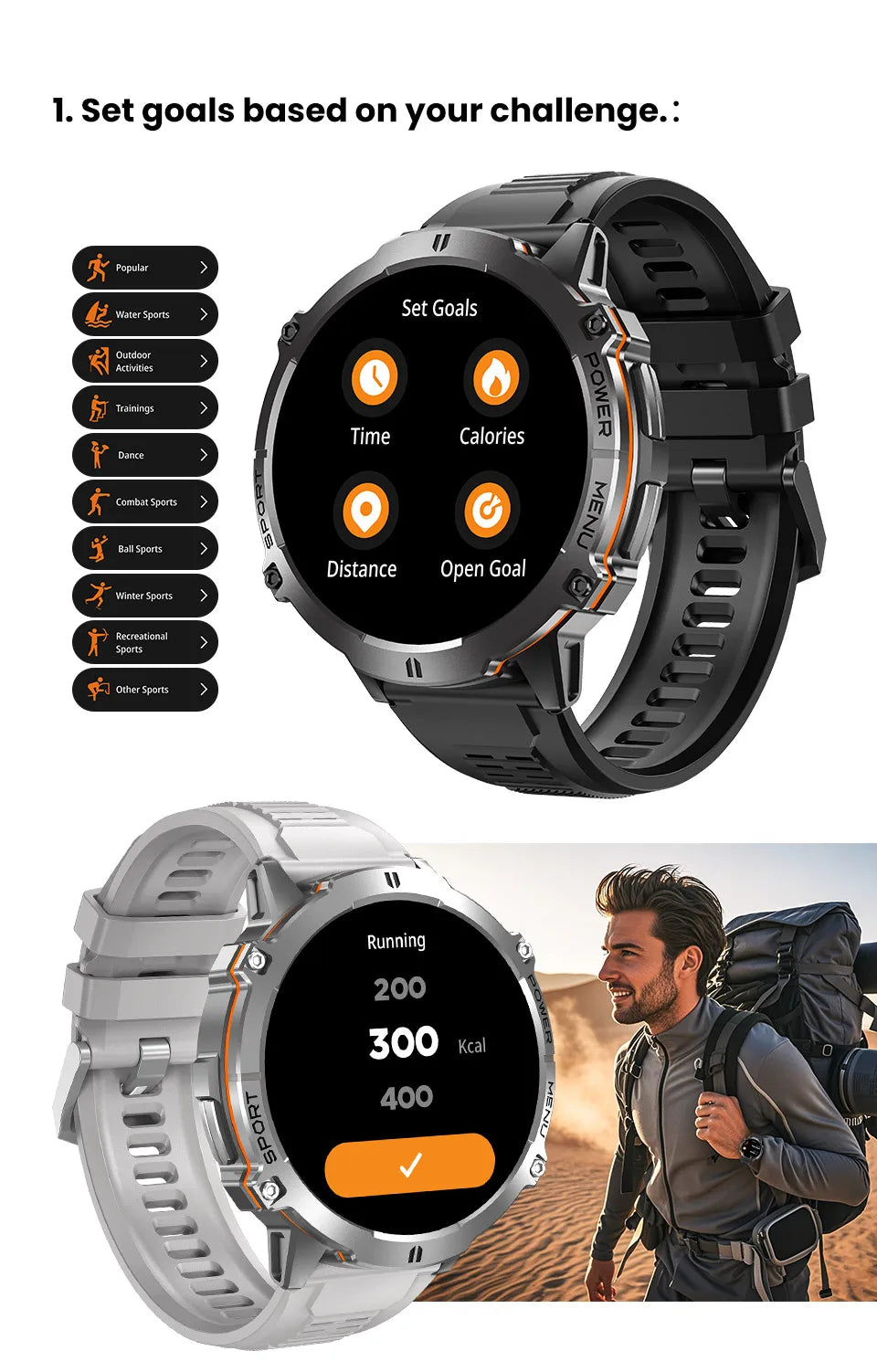 New TANK X3 1000mAh Large Battery Durable Adult Smart Watch GPS Compass Altimeter 5ATM Waterproof BT Call Sports Smartwatch Men