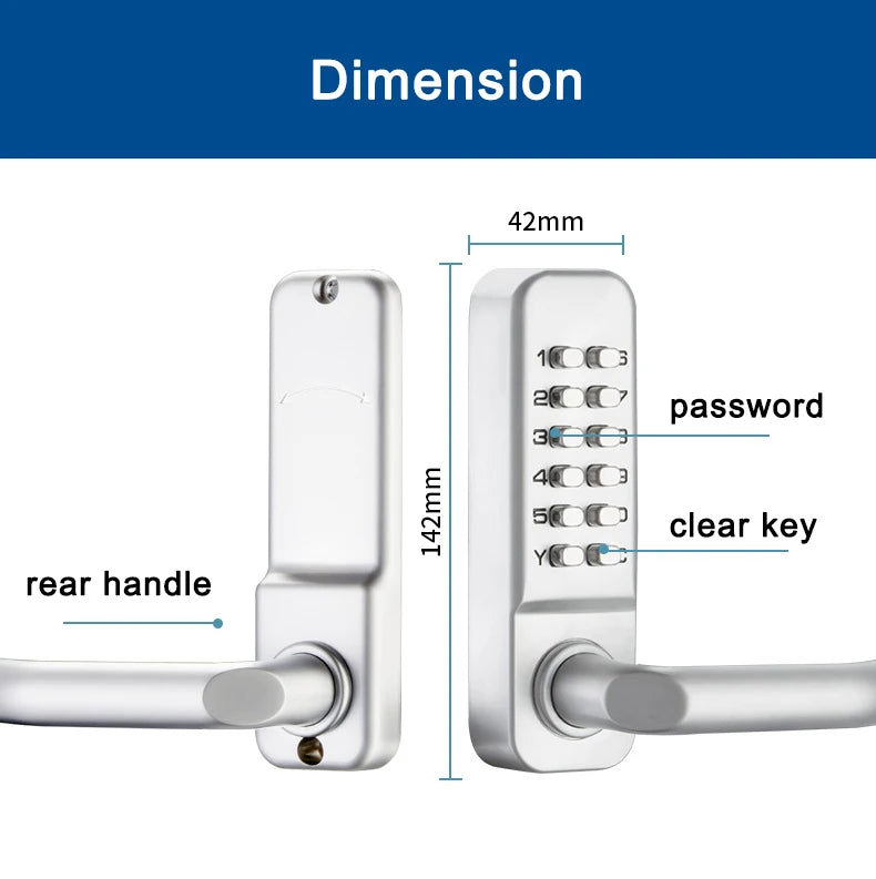 IP68 Waterproof Mechanical Password Number Single Latch Deadbolt Lock No Need Power For Outdoor Indoor Wooden Metal Door