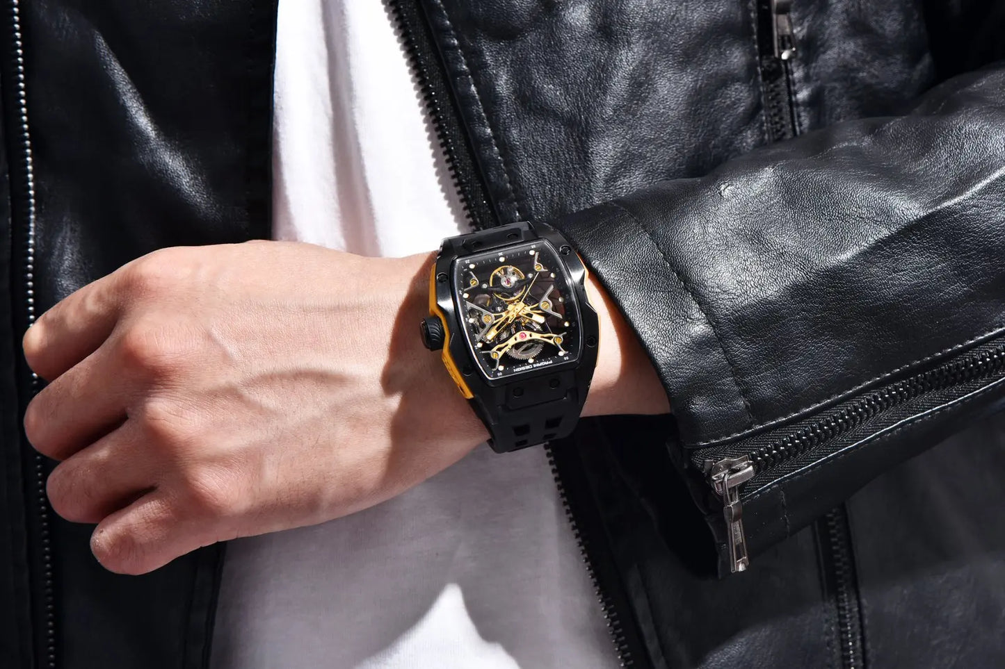 PAGANI DESIGN 42MM New fashion Hollow Back Transparent Movement Luxury Men Watch Sapphire Glass Automatic Men Watches For Men