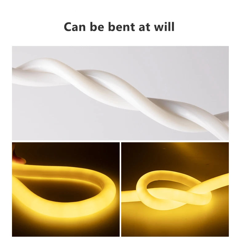 Round Flexible Silicone Strip Light 360 Degree Glowing IP65 Outdoor LED Soft Neon Tube Tape Lamp DIY Minimalist Linear Lighting