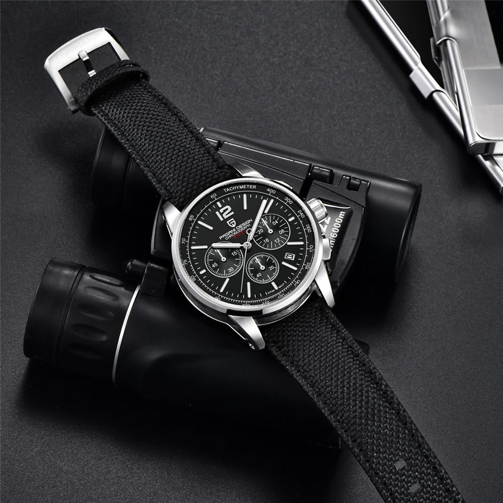 PAGANI DESIGN 2024 New Luxury Fashion Casual Men Quartz Watches VK63 100M Water Resistant Sapphire Glass Stainless Steel Watches