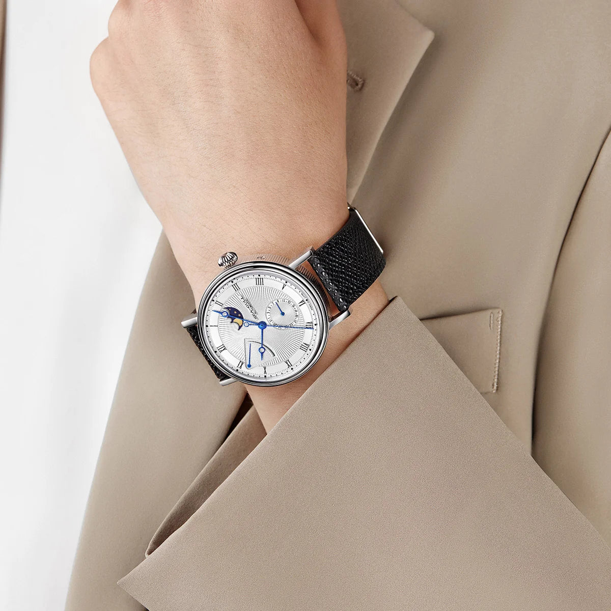 Seagull Moon Phase Watch Auspicious Clouds Special Edition Men's Automatic Mechanical Watch Luxury 41mm Watch for Men 6199 6198