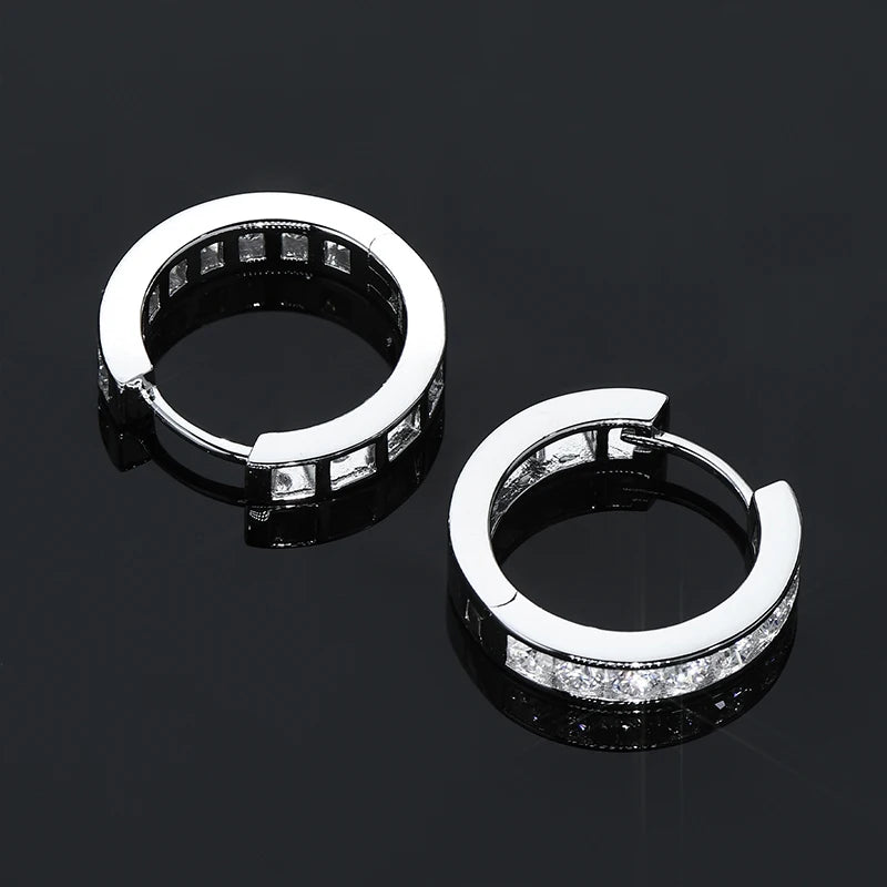 RAPRGOLD GRA Certified Moissanite Hoop Earrings for Women Men's Real S925 Sterling Silver Round Earring Jewelry Gifts orecchini