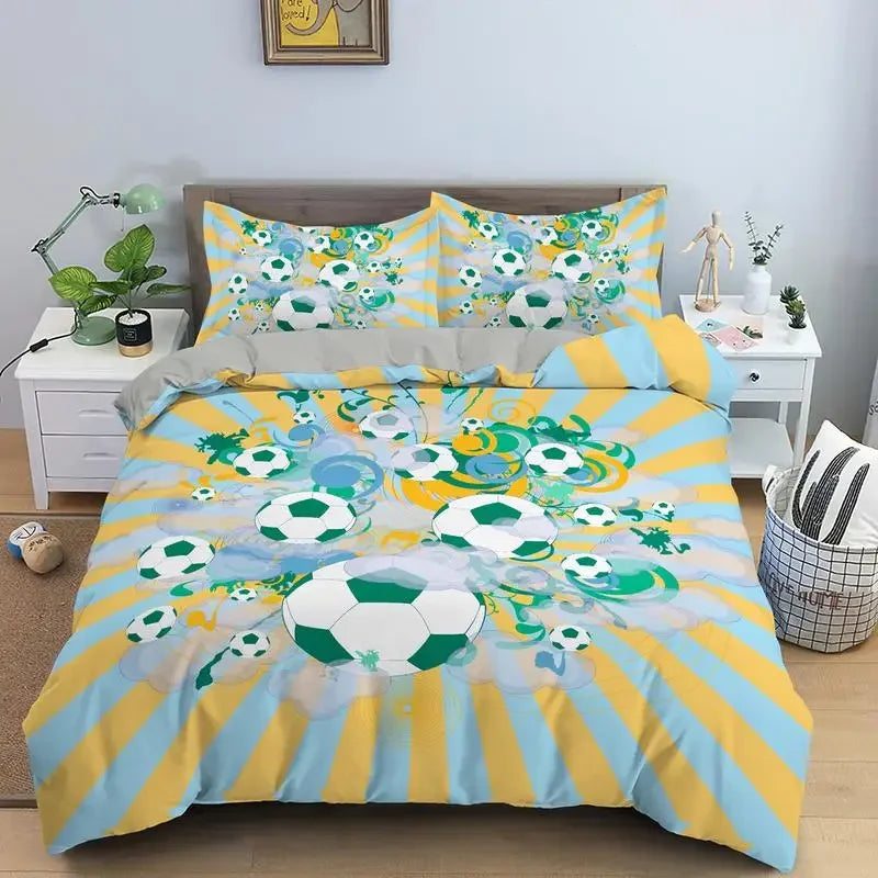 Luxury Basketball Football Printed Bedding Set Queen King Quilt Cover Pillowcase Sport Duvet Cover Polyester Comforter Cover
